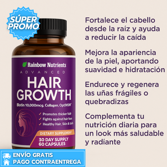 HairGrowth™: Cápsulas para fortalecer el crecimiento del cabello, la piel y las uñas.