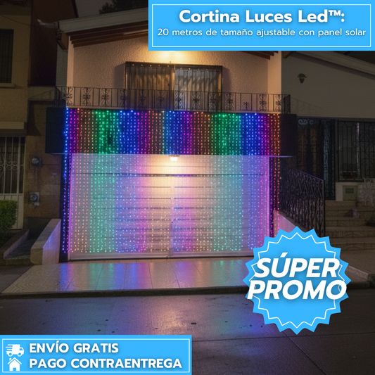 Cortina Luces Led™: 20 metros de tamaño ajustable con panel solar