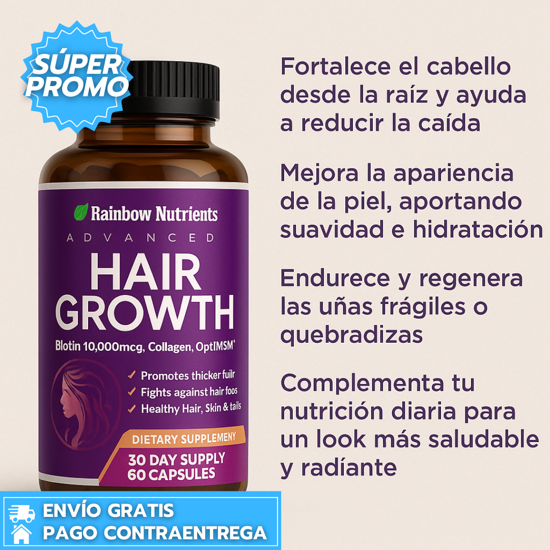 HairGrowth™: Cápsulas para fortalecer el crecimiento del cabello, la piel y las uñas.