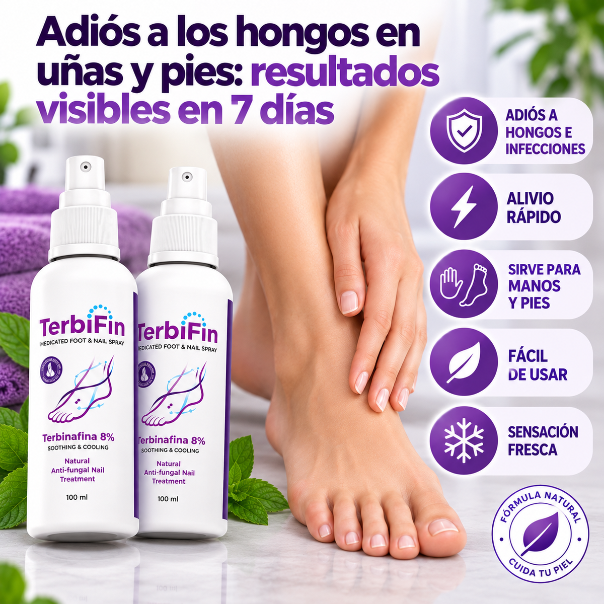 TerbiFin: Spray Natural para hongos en uñas y pies