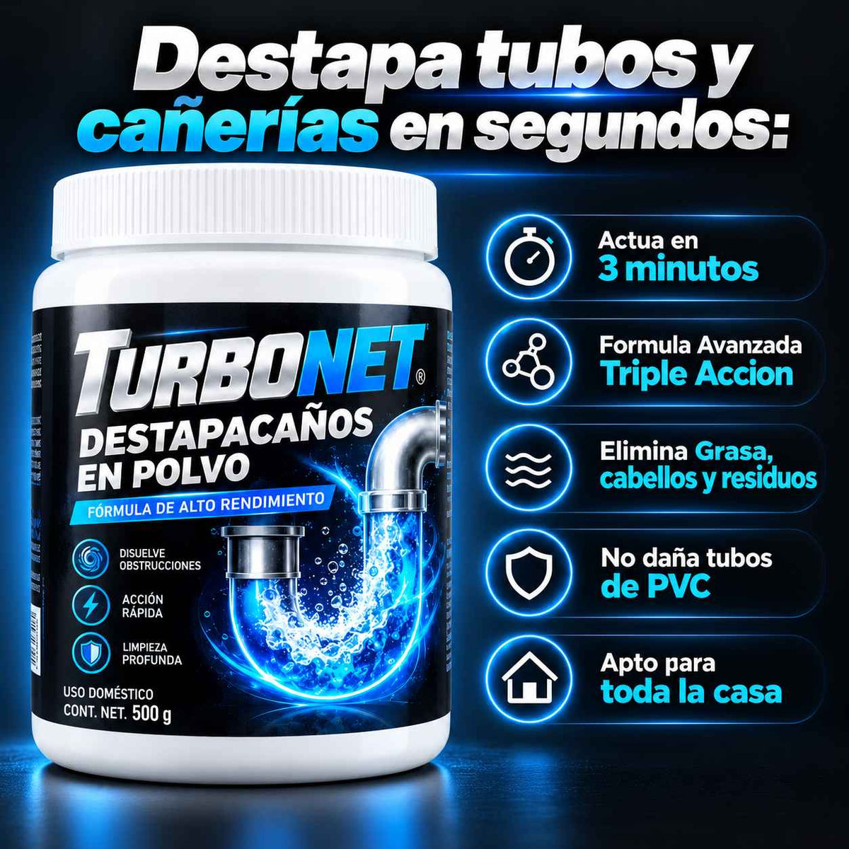 Turbonet: Destapacaños Triple Accion
