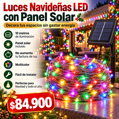 Luces LED Navideñas con Panel Solar