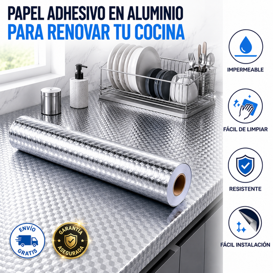 Papel Adhesivo de Aluminio Impermeable (5 Metros)