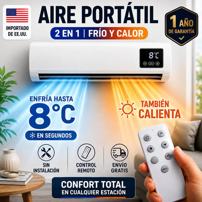 Aire Portátil 2 en 1 | Enfría hasta 8°C + Calienta | 1 Año de Garantía 🇺🇸