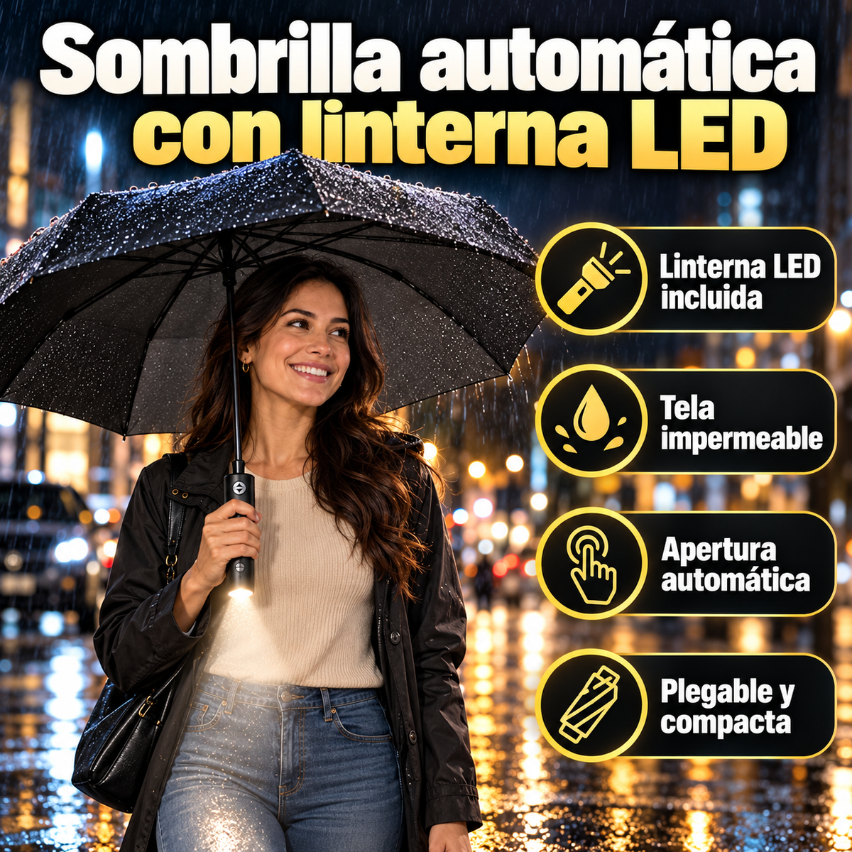 Sombrilla Automatica Linterna LED