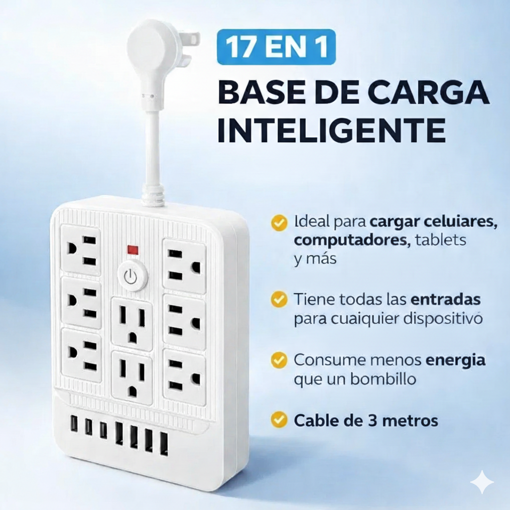 PowerGrid™: Base de Carga Inteligente que Permite Cargar Múltiples Dispositivos con Bajo Consumo Energético