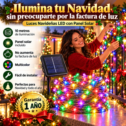 Luces LED Navideñas con Panel Solar
