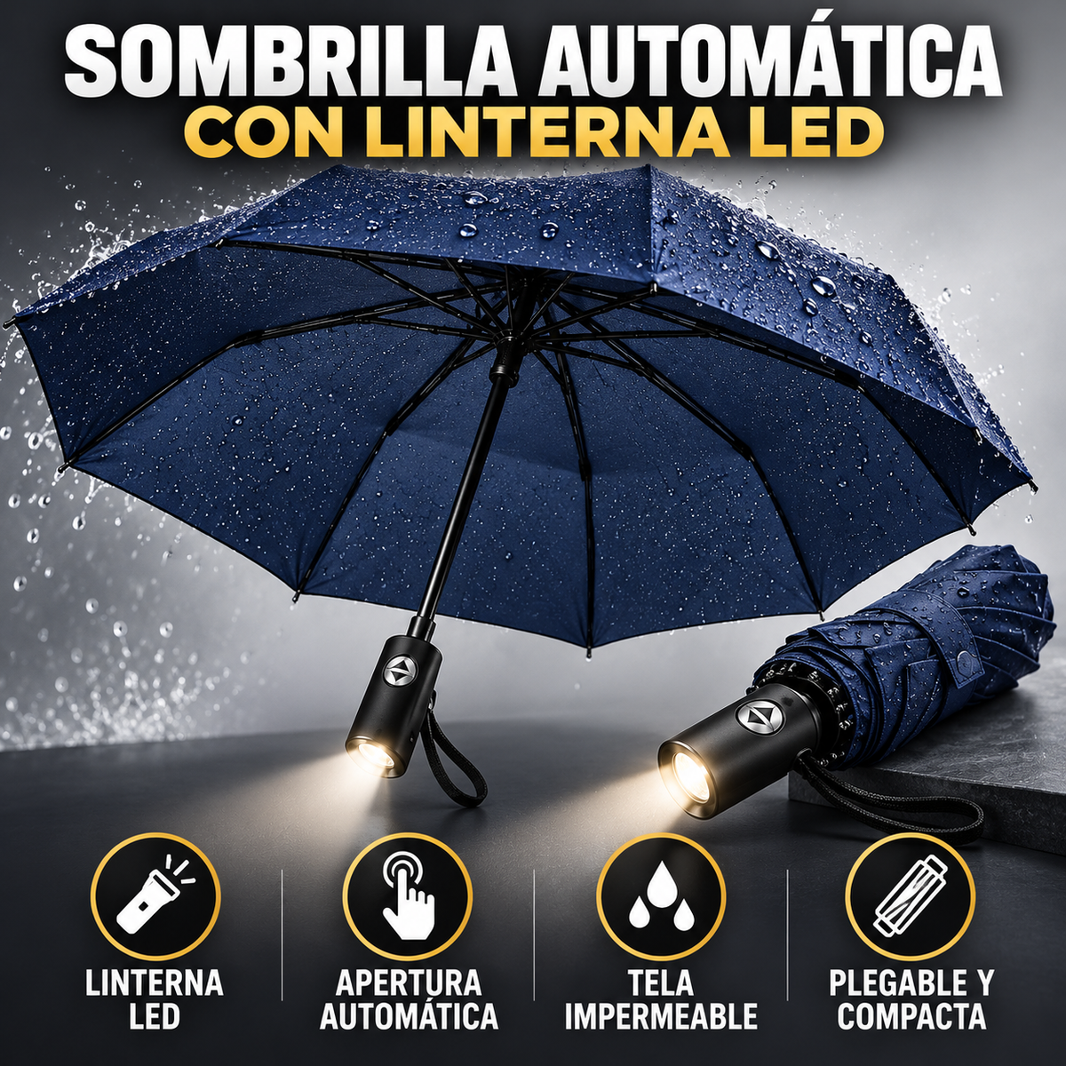 Sombrilla Automatica Linterna LED