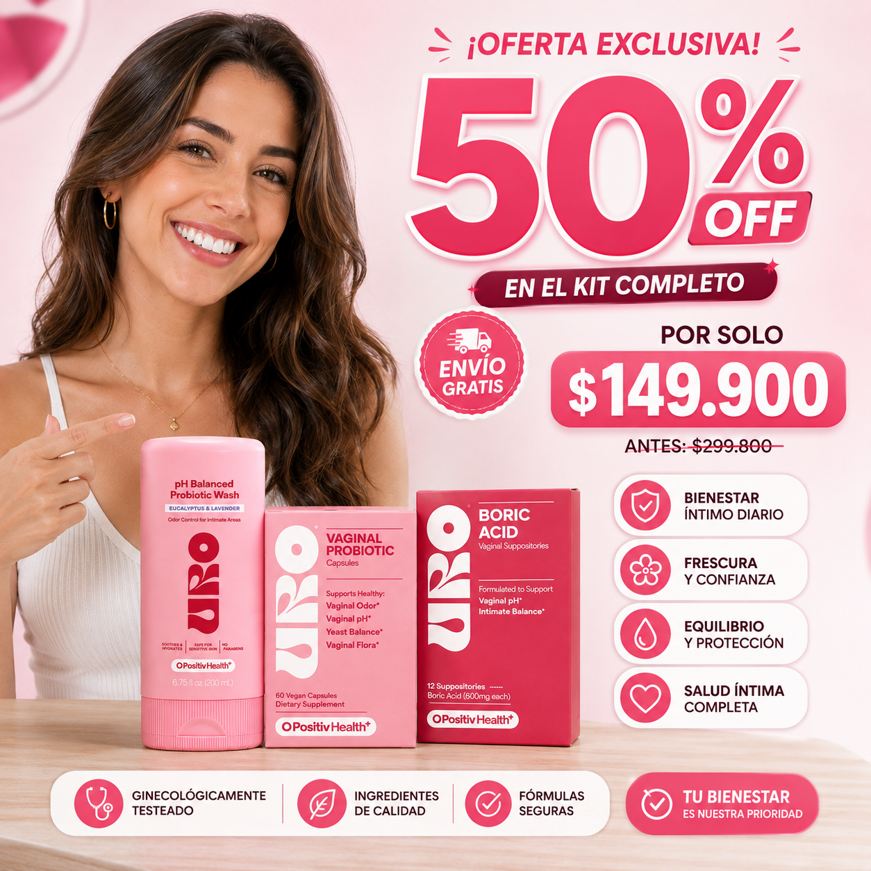 Kit Completo URO™ : Probióticos Vaginales + Óvulos + Jabón Íntimo