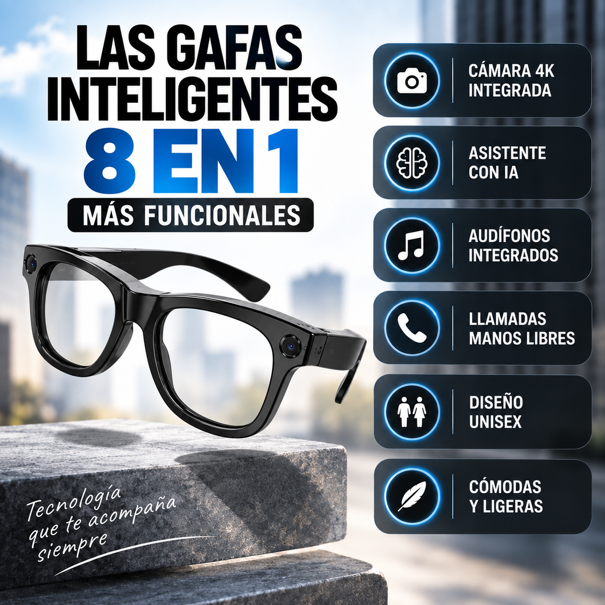 Smart AI: Gafas Inteligentes 8 en 1